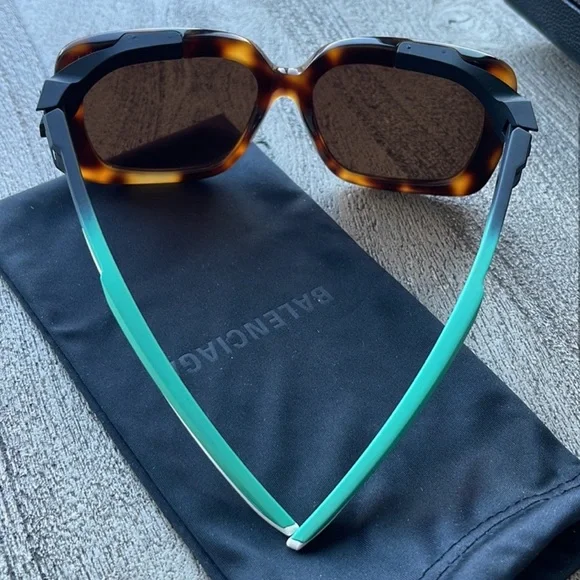 Balenciaga Oversized Square Sunglasses Havana Brown And Green